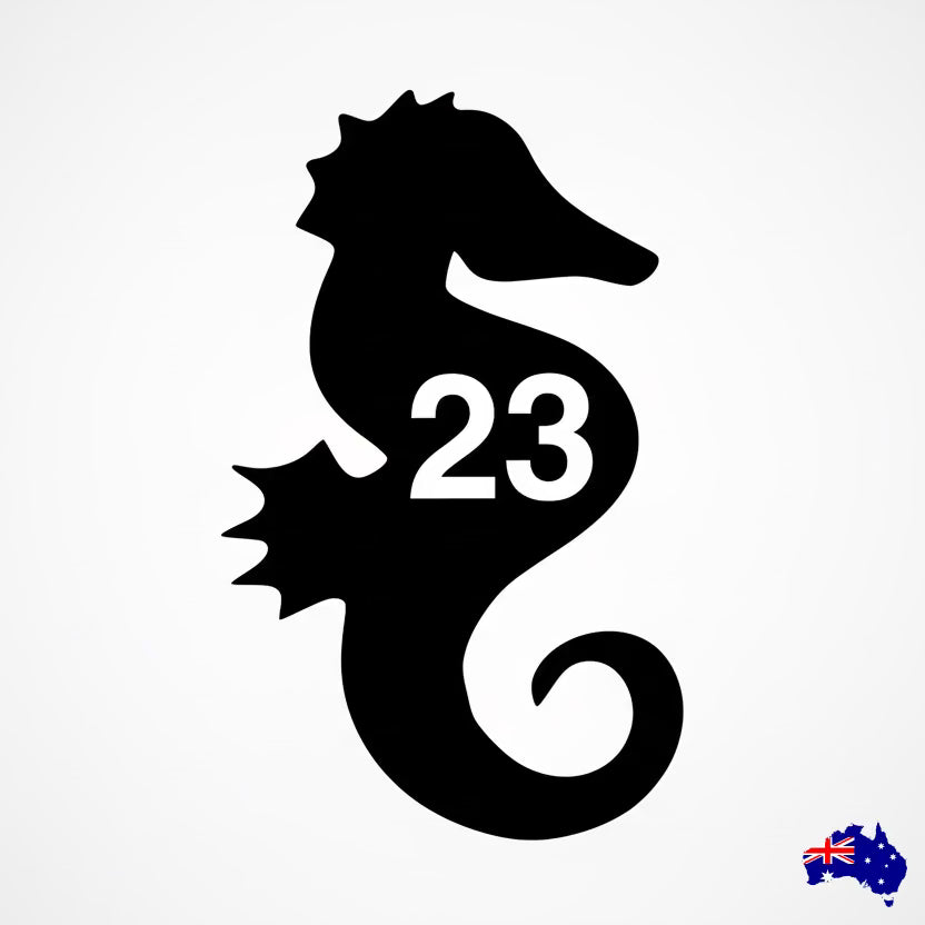 Custom Seahorse House Number Coastal Sign - Personalised Rusty Metal Steel Sign - Australian Made