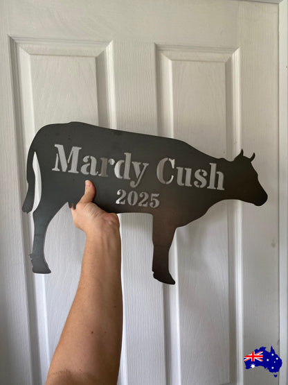 Custom Cow Sign - Personalised Rusty Metal Steel Sign - Australian Made