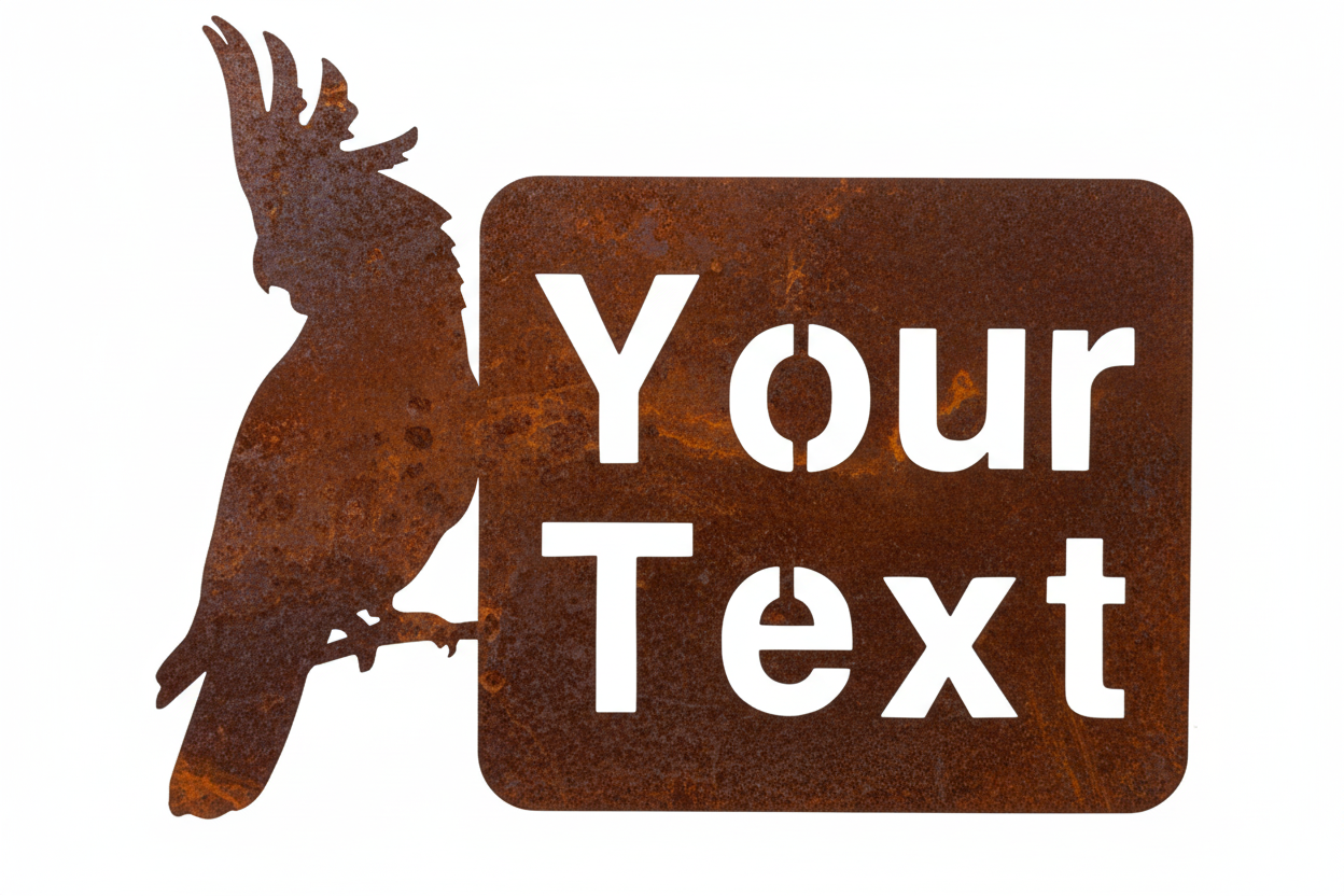 Custom Cockatoo Property Sign - Rusty Metal - Aussie Made