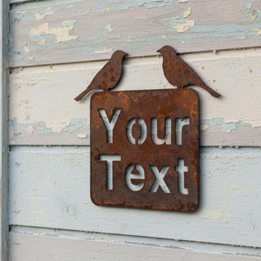 Custom Sparrow Birds Property Sign - Rusty Metal - Aussie Made