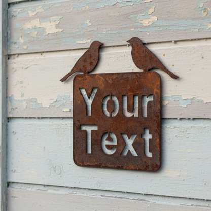 Custom Sparrow Birds Property Sign - Rusty Metal - Aussie Made