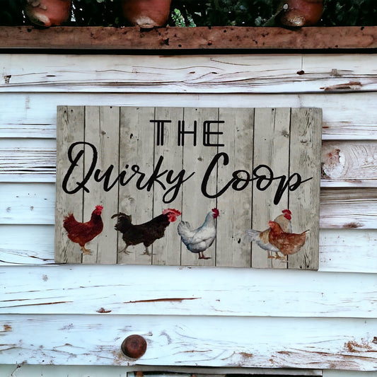 The Quirky Coop Chicken White Wash Sign
