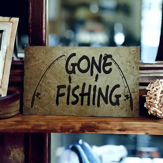 Gone Fishing Vintage Style Sign - The Renmy Store Homewares & Gifts 