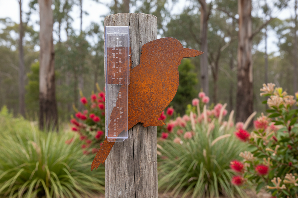 Rain Gauge Kookaburra Bird - Stake or Wall Mount - Aussie Made