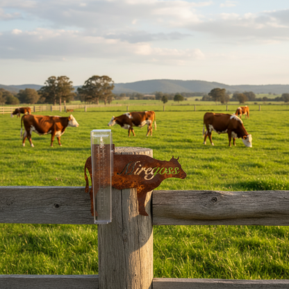 Rain Gauge Cow Custom Farmhouse - Stake or Wall Mount - Aussie Made