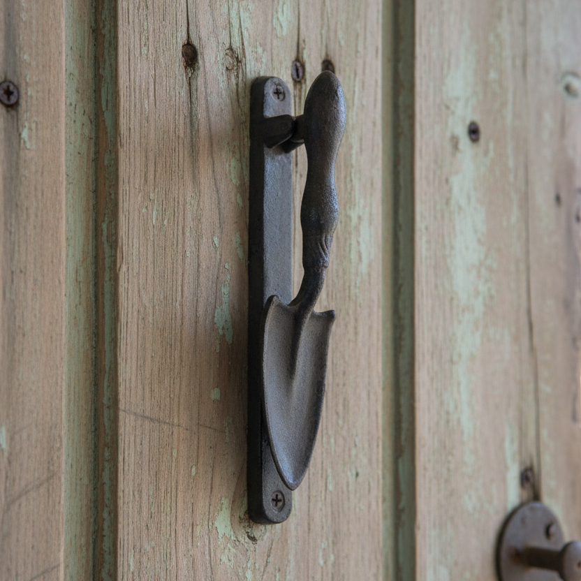 Rustic Spade Door Knocker - Cast Iron Garden Hardware