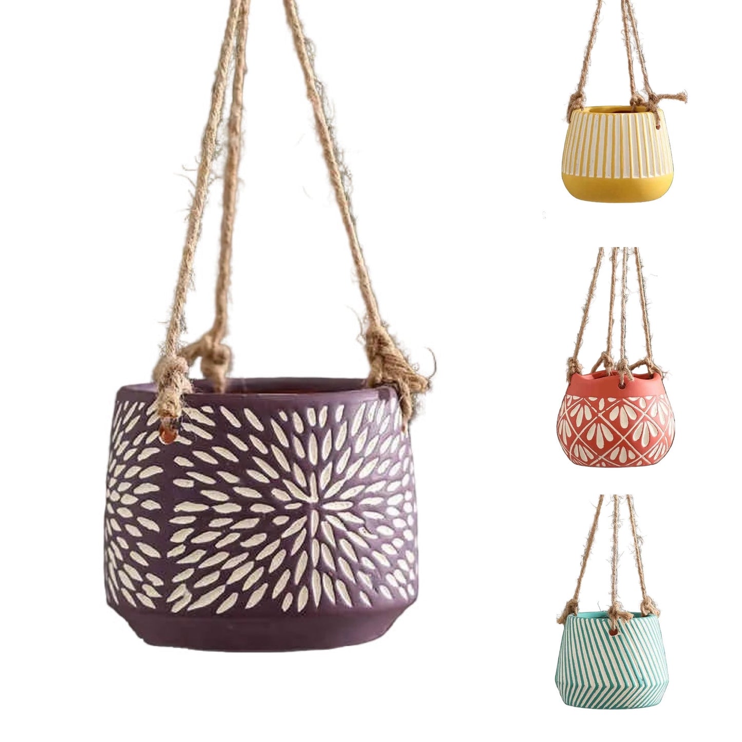 Hanging Planter Pot - 4 Colours Purple Yellow Green Orange