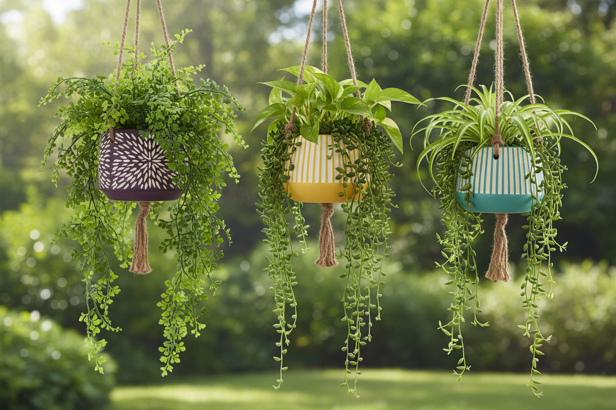 Hanging Planter Pot - 4 Colours Purple Yellow Green Orange