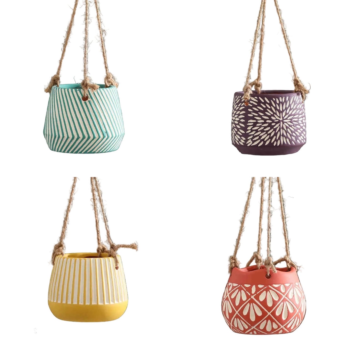 Hanging Planter Pot - 4 Colours Purple Yellow Green Orange