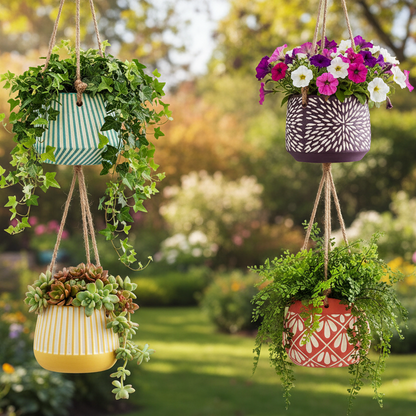 Hanging Planter Pot - 4 Colours Purple Yellow Green Orange
