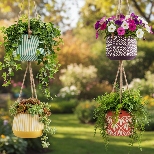 Hanging Planter Pot - 4 Colours Purple Yellow Green Orange