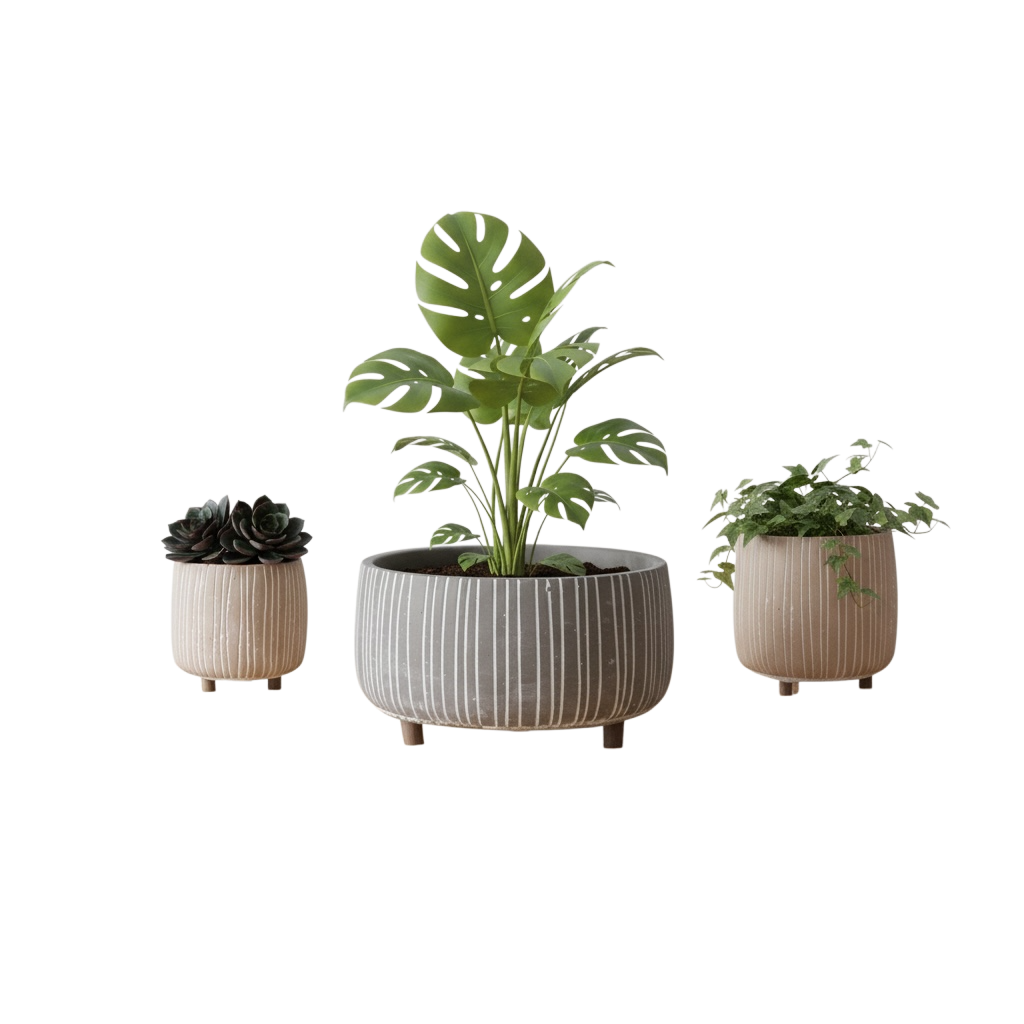 Cement Planter Pot with Legs - Natural Earth Tones 4 Sizes