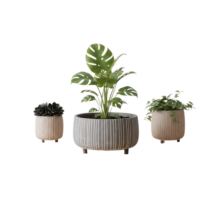 Cement Planter Pot with Legs - Natural Earth Tones 4 Sizes