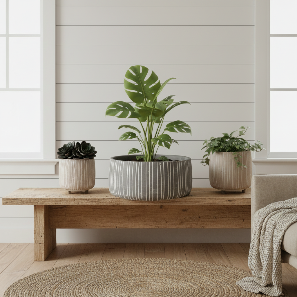 Cement Planter Pot with Legs - Natural Earth Tones 4 Sizes