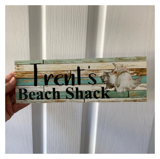 Custom Personalised Beach Shack Shell Room Sign
