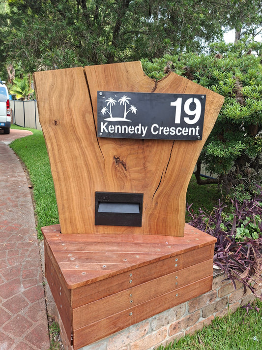 Custom Tropical Beach Number Address Sign - Personalised Rusty Metal Steel Sign - Australian Made