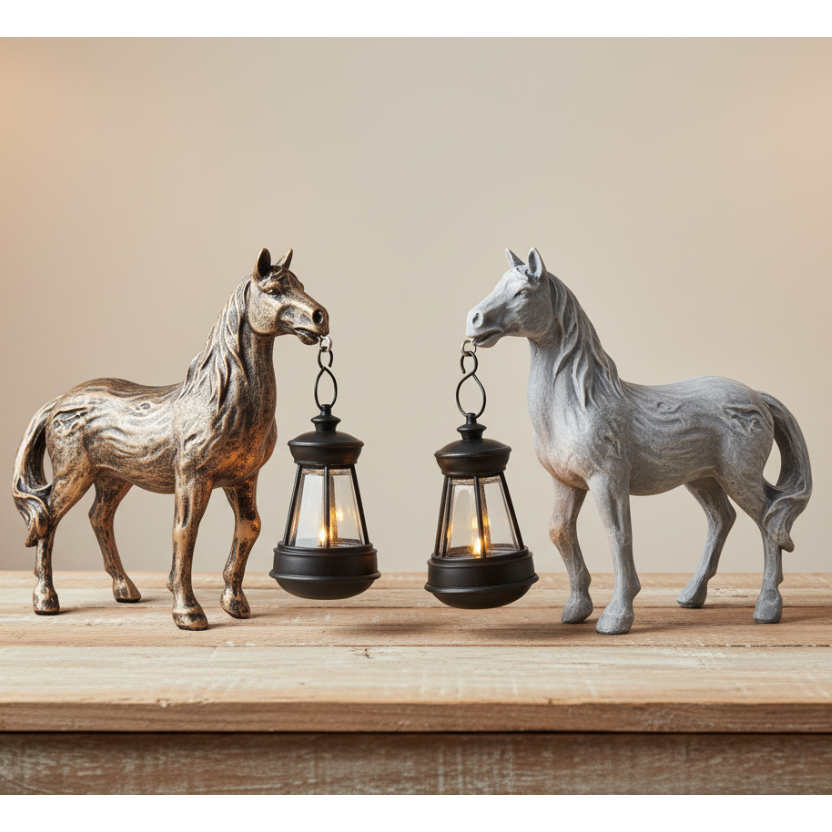 Solar Horse Lantern Garden Ornament Farmhouse Outdoor Decor