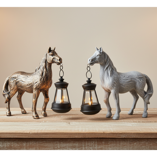 Solar Horse Lantern Garden Ornament Farmhouse Outdoor Decor