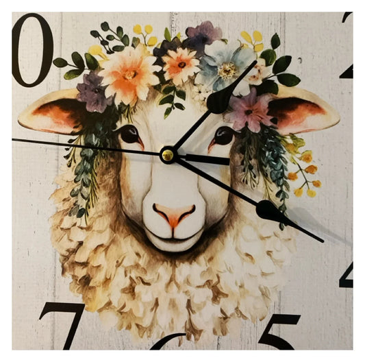 Sheep Ewe Floral Wall Clock | Aussie Made 30cm 60cm