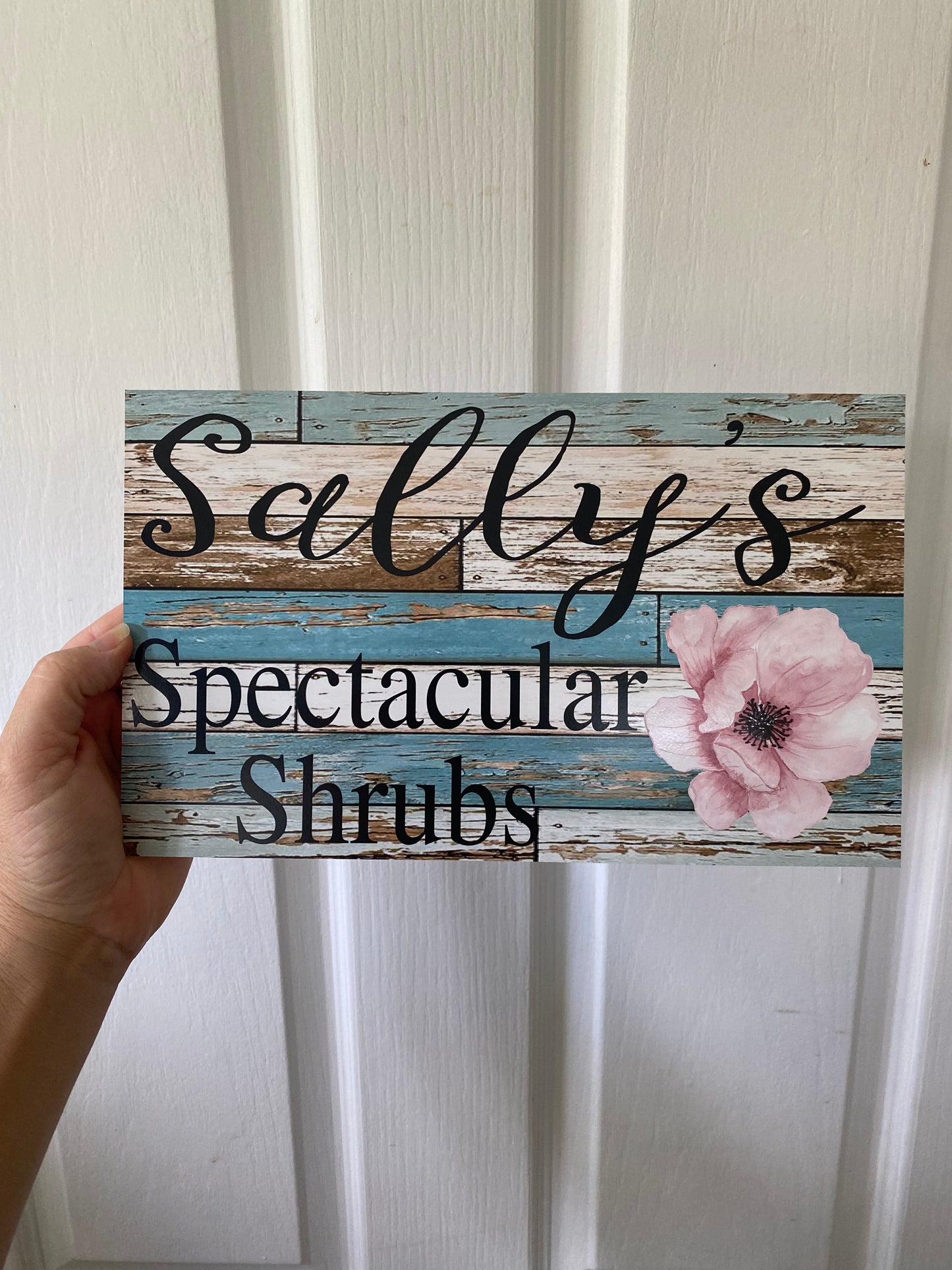 Personalised Garden Sign - Blue White Flower - Australian