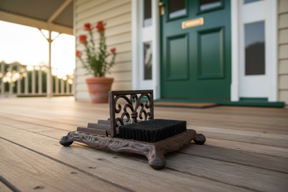 Cast Iron Boot Scraper Brush Scroll - Coastal Farmhouse Entryway
