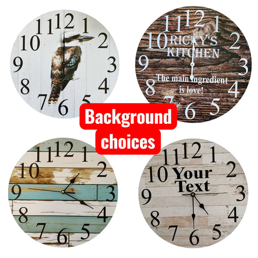 Custom Personalised Wooden Wall Clock 30cm 60cm - Aussie Made