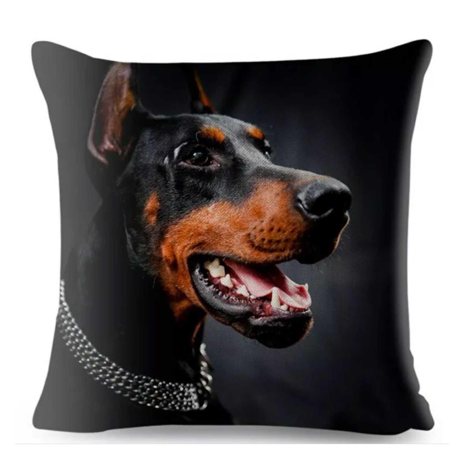 Cushion Cover Pillow Dog Black Doberman - The Renmy Store Homewares & Gifts 