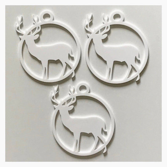 Stag Deer Decoration Hanging Set Of 3 White Acrylic Country Decor Garden - The Renmy Store Homewares & Gifts 