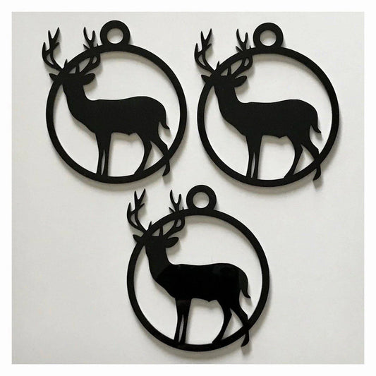 Stag Deer Decoration Hanging Set Of 3 Black Acrylic Country Decor Garden - The Renmy Store Homewares & Gifts 