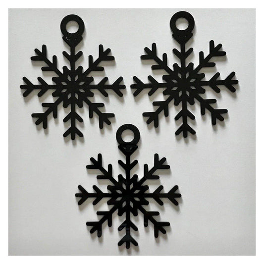 Snowflake Decoration Hanging Set Of 3 Black Acrylic Country Decor Garden - The Renmy Store Homewares & Gifts 