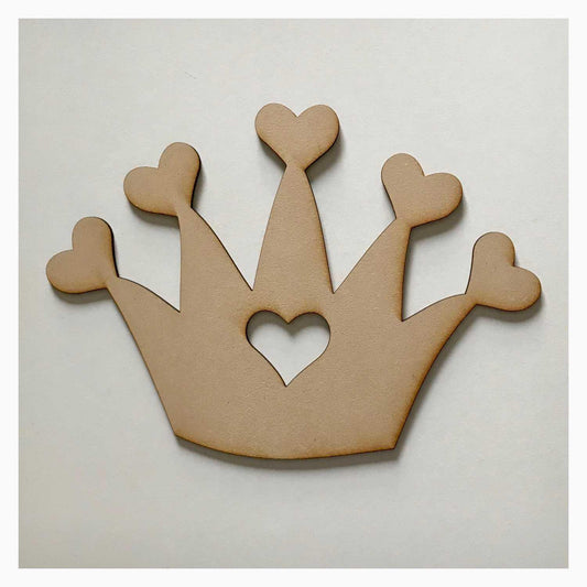 Crown with Hearts DIY Raw MDF Timber - The Renmy Store Homewares & Gifts 