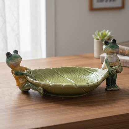 Leaf Plate Green with Frogs