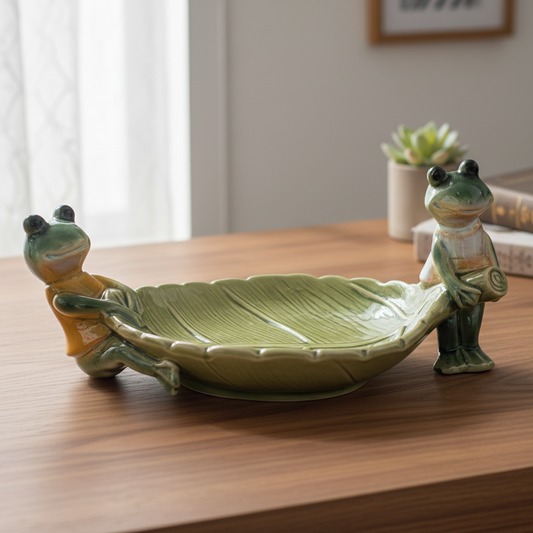 Leaf Plate Green with Frogs