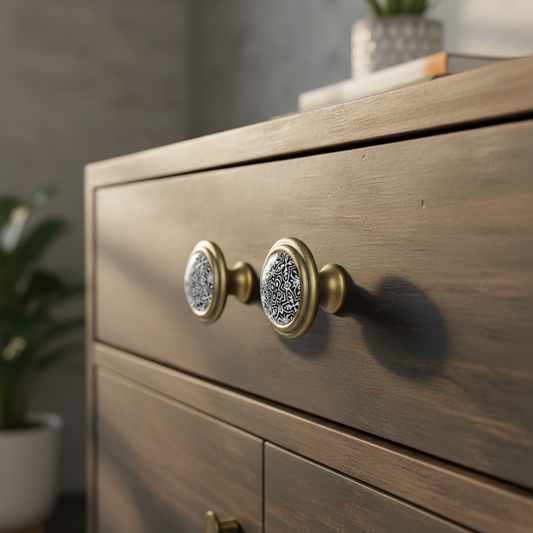 Cabinet Knob Set of 2 | Sami Vintage Metal & Glass Drawer Pull