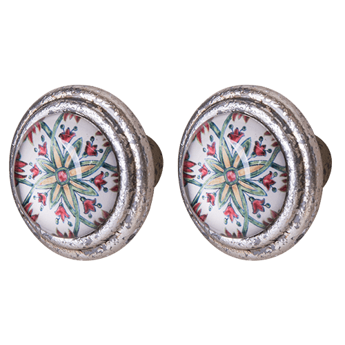 Knob Draw Pull Set x2 Floral Crux - The Renmy Store Homewares & Gifts 