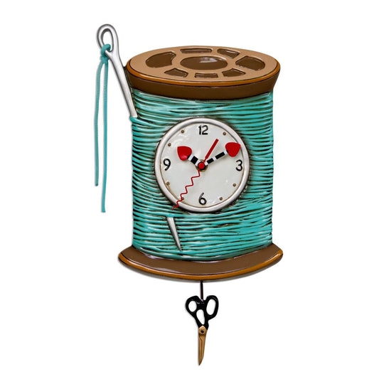 Clock Needle Thread Sewing Wall Funky Retro - The Renmy Store Homewares & Gifts 