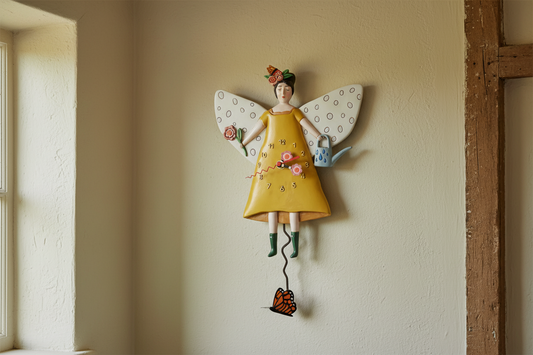 Clock Garden Guardian Gardener Angel Wall Pendulum