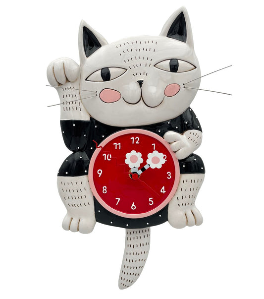 Clock Cat Lucky Wall Funky Retro - The Renmy Store Homewares & Gifts 