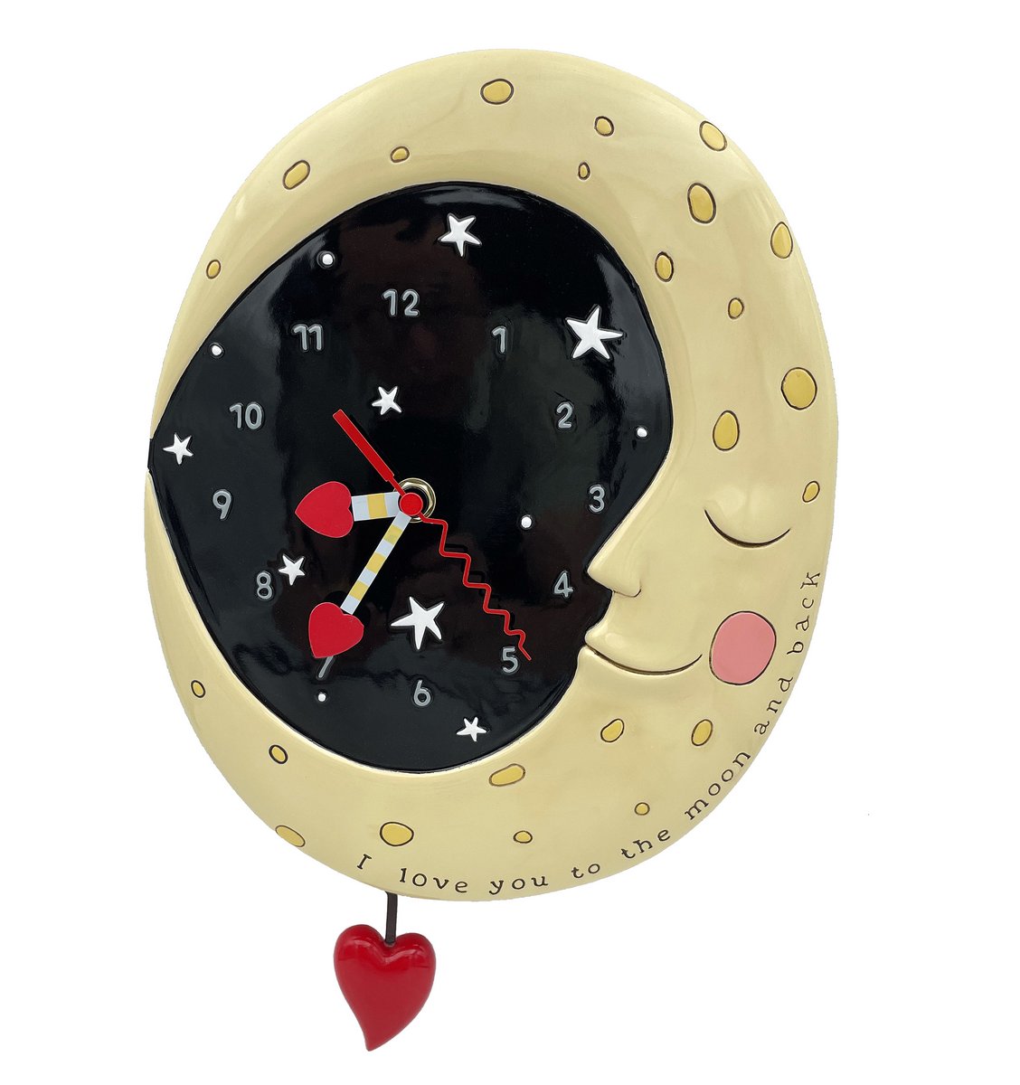 Clock Moon Love You Wall Funky Retro - The Renmy Store Homewares & Gifts 