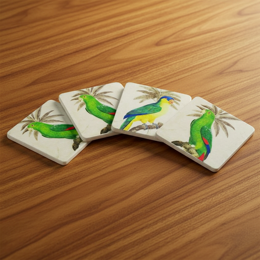 Parrot Birds Tropical Coastal Resin Coaster Set of 4 | Aussie Made | Beach House Decor Gift