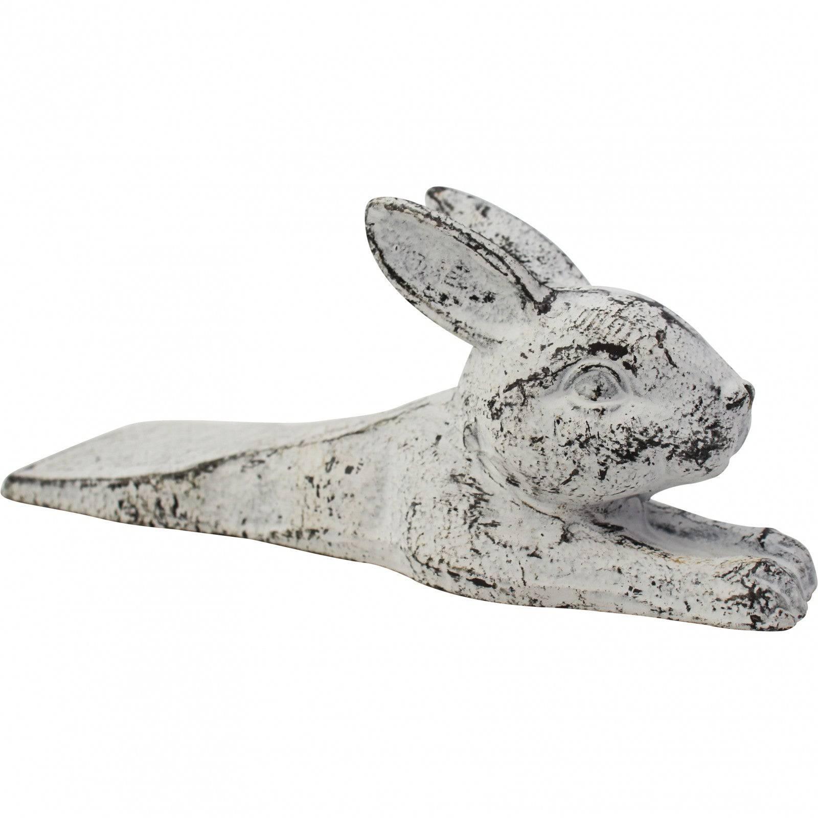 Rabbit Rustic White Door Stop Stopper Wedge - The Renmy Store Homewares & Gifts 