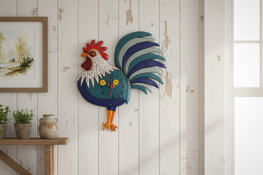 Clock Rooster Rise N Shine Country Wall Pendulum