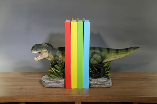 Dinosaur Bookends T-Rex Sculpture - Kids Study Room Decor