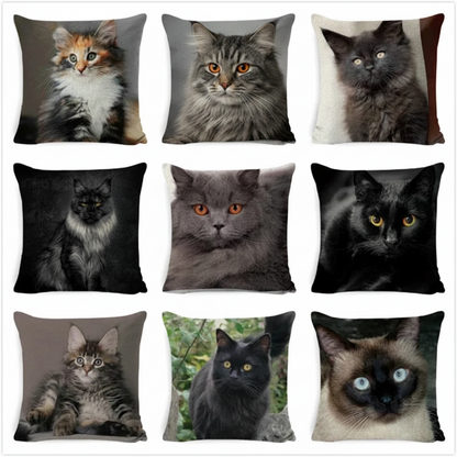 Cushion Cover Cats & Kitty | Cat Lover Decorative Throw Pillow Cotton Linen