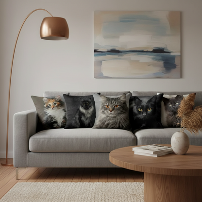 Cushion Cover Cats & Kitty | Cat Lover Decorative Throw Pillow Cotton Linen
