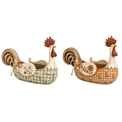Farmhouse Rooster Storage Caddy | Gingham & Floral Kitchen Organiser