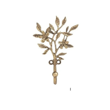 Golden Leaf & Blossom Wall Hook | Vintage Botanical Decorative Hanger