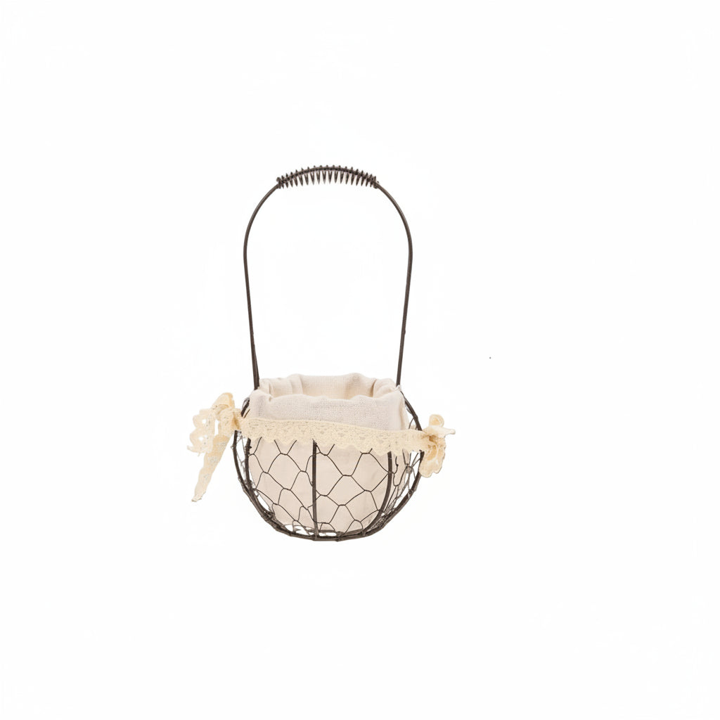 Round Wire Basket | Egg Vegetable Garden Storage | Home Kitchen Bathroom Office