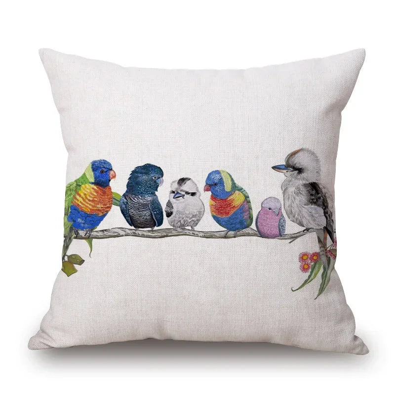 Cushion Cover Australian Bird Range Kookaburra Lorikeet Galah Magpie