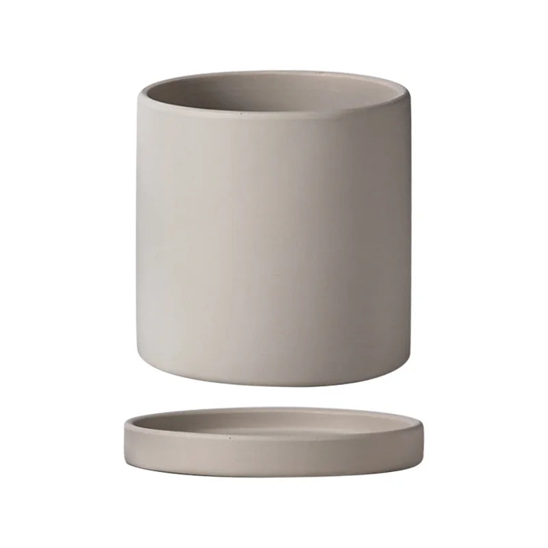 Colourful Ceramic Planter Pot with Tray & Drainage Hole | 24 Colours 4 Sizes | Indoor Outdoor Succulent Pot